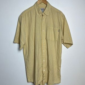 Carhartt Yellow Plaid Men’s Button Front Short Sleeve Shirt